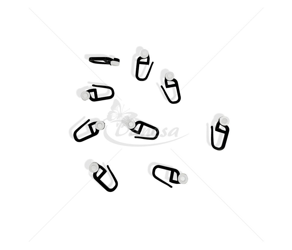 Large Black Curtain Hook with 8 mm Rollers for Curtain Tracks