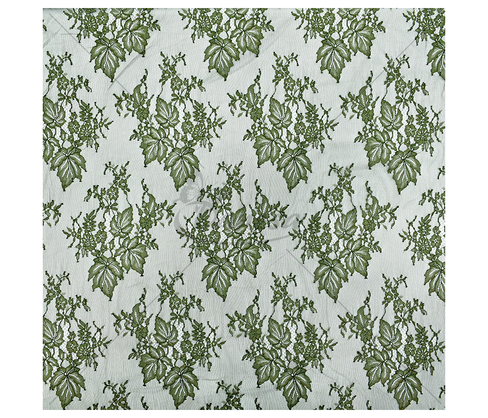 Light guipure with a delicate leaf pattern, khaki color