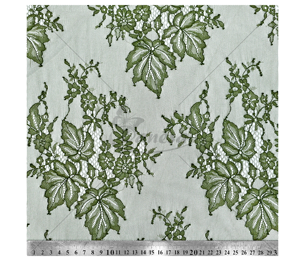Light guipure with a delicate leaf pattern, khaki color