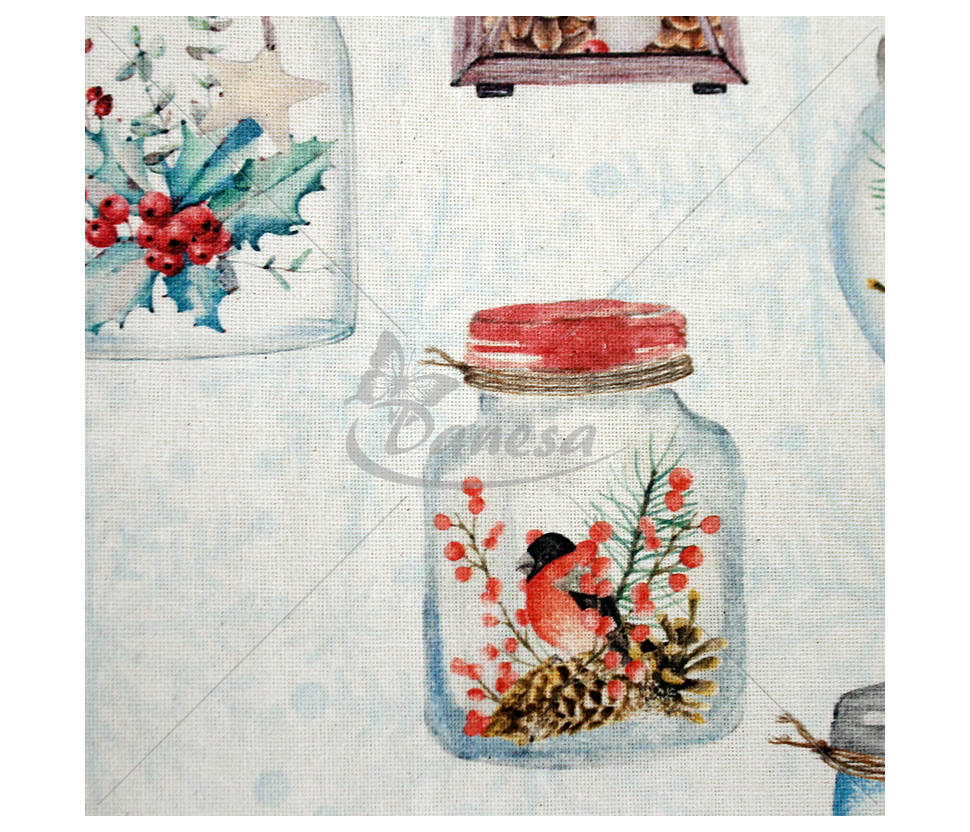 Linen imitation "Christmas in a Glass"