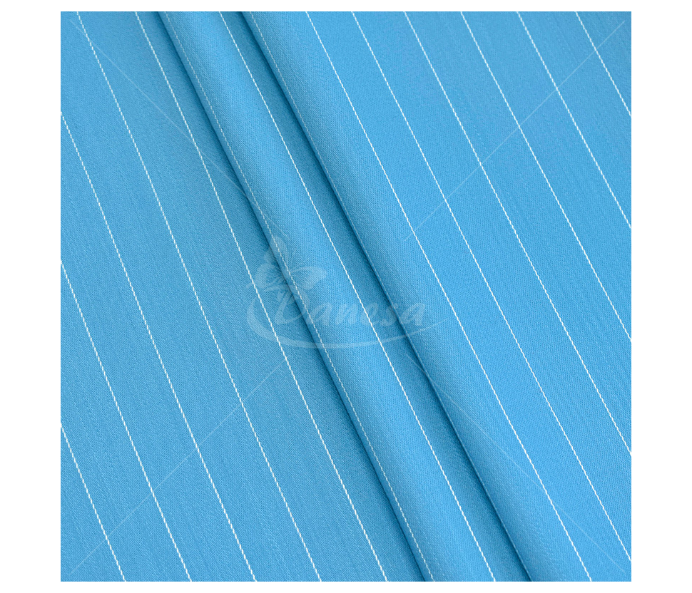 Suit fabric (Virgin Wool), striped, light blue color