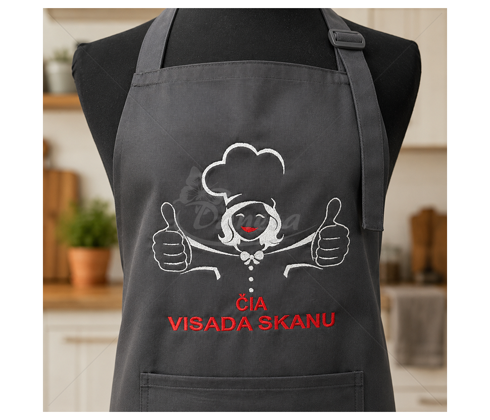 Embroidered Kitchen Apron “Always Tasty Here”