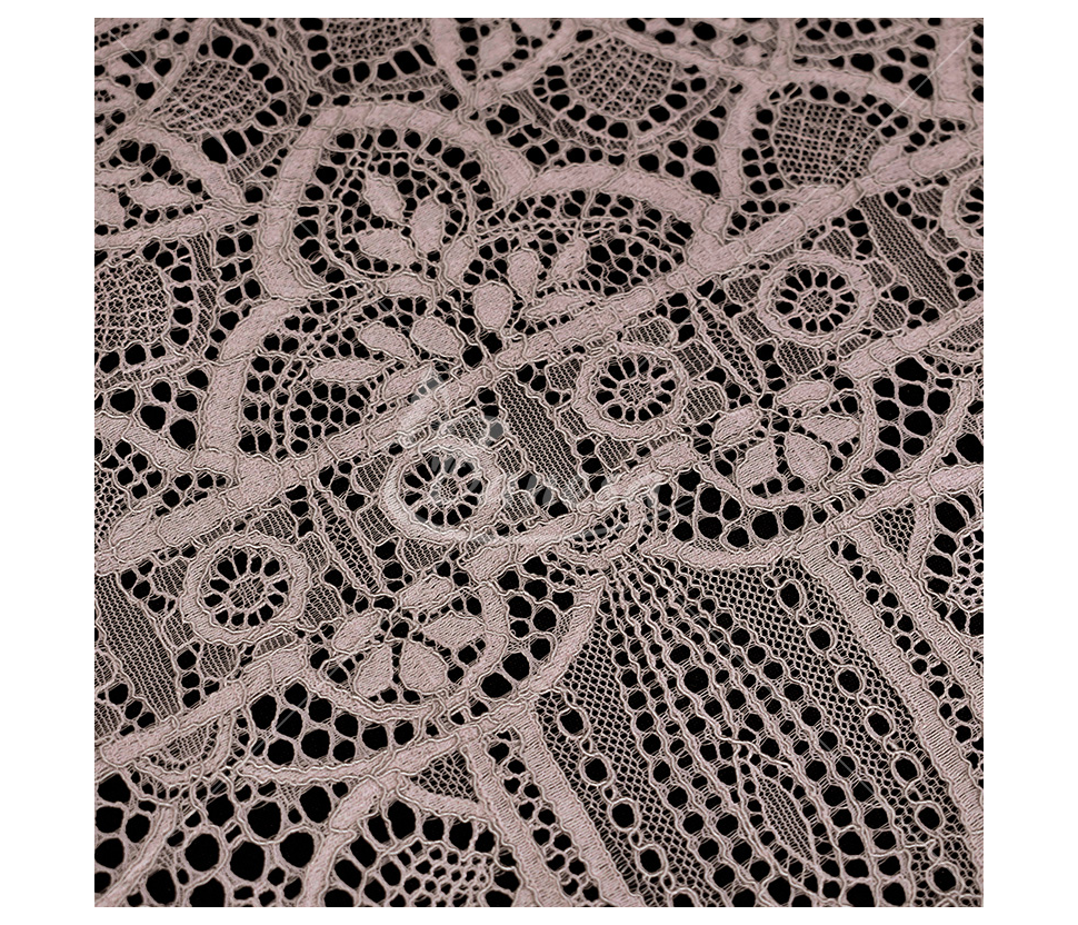 Guipure, geometric pattern, dusty rose color