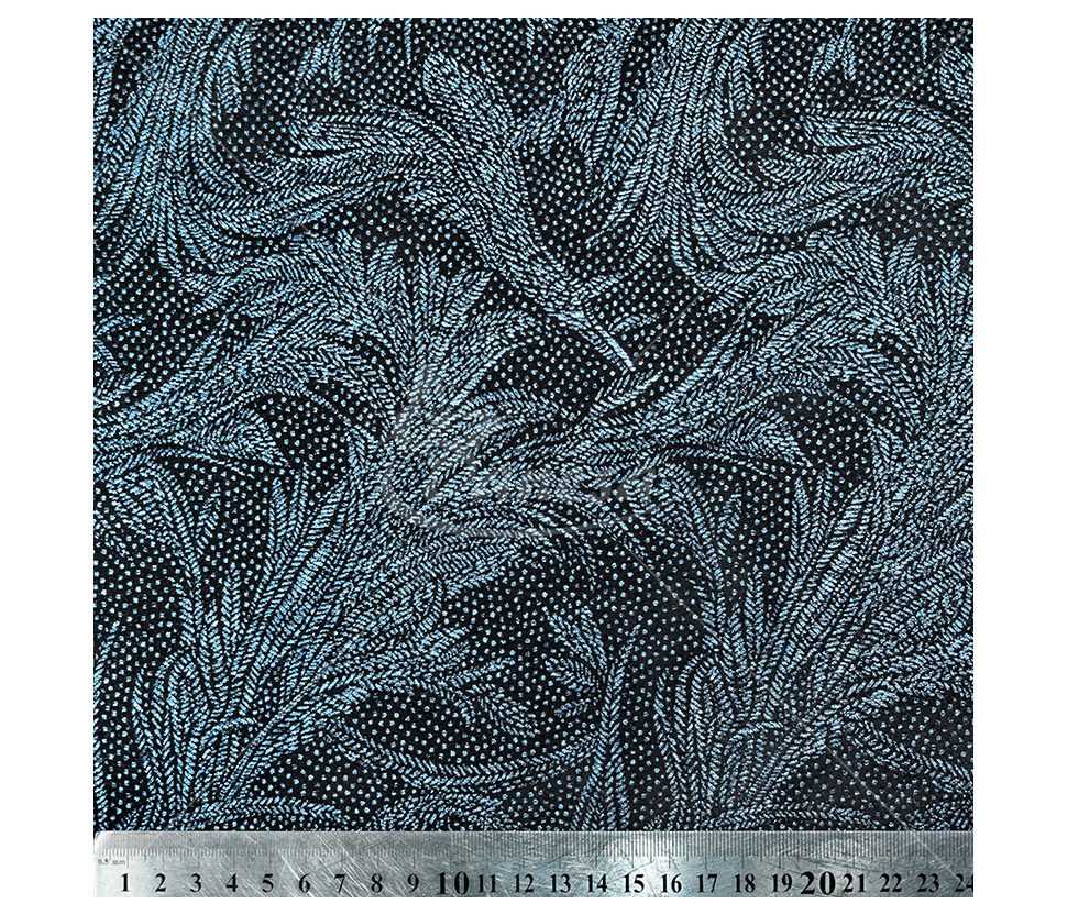 Jacquard, leaf pattern, black/light blue