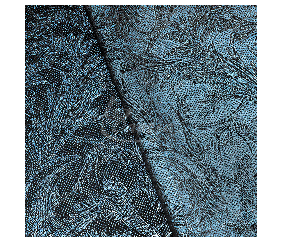 Jacquard, leaf pattern, black/light blue