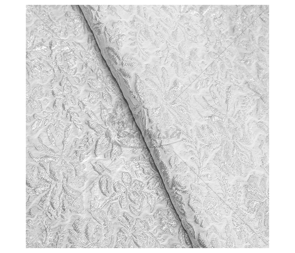 Jacquard, flower and leaves pattern, white