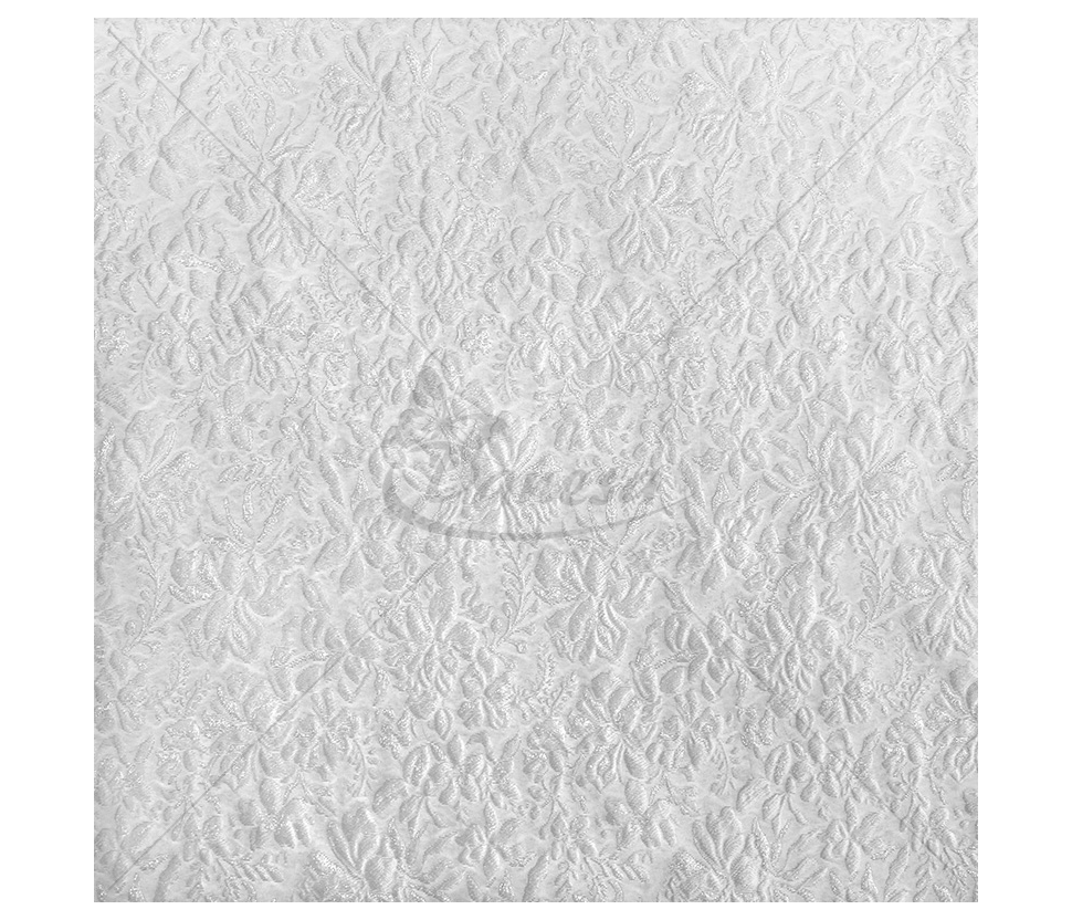 Jacquard, flower and leaves pattern, white