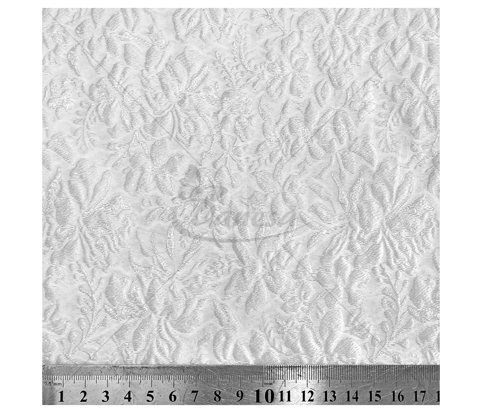 Jacquard, flower and leaves pattern, white