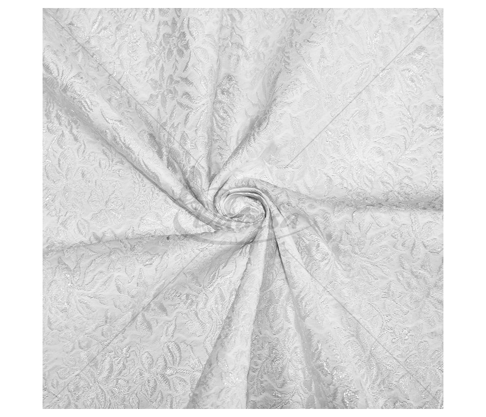 Jacquard, flower and leaves pattern, white
