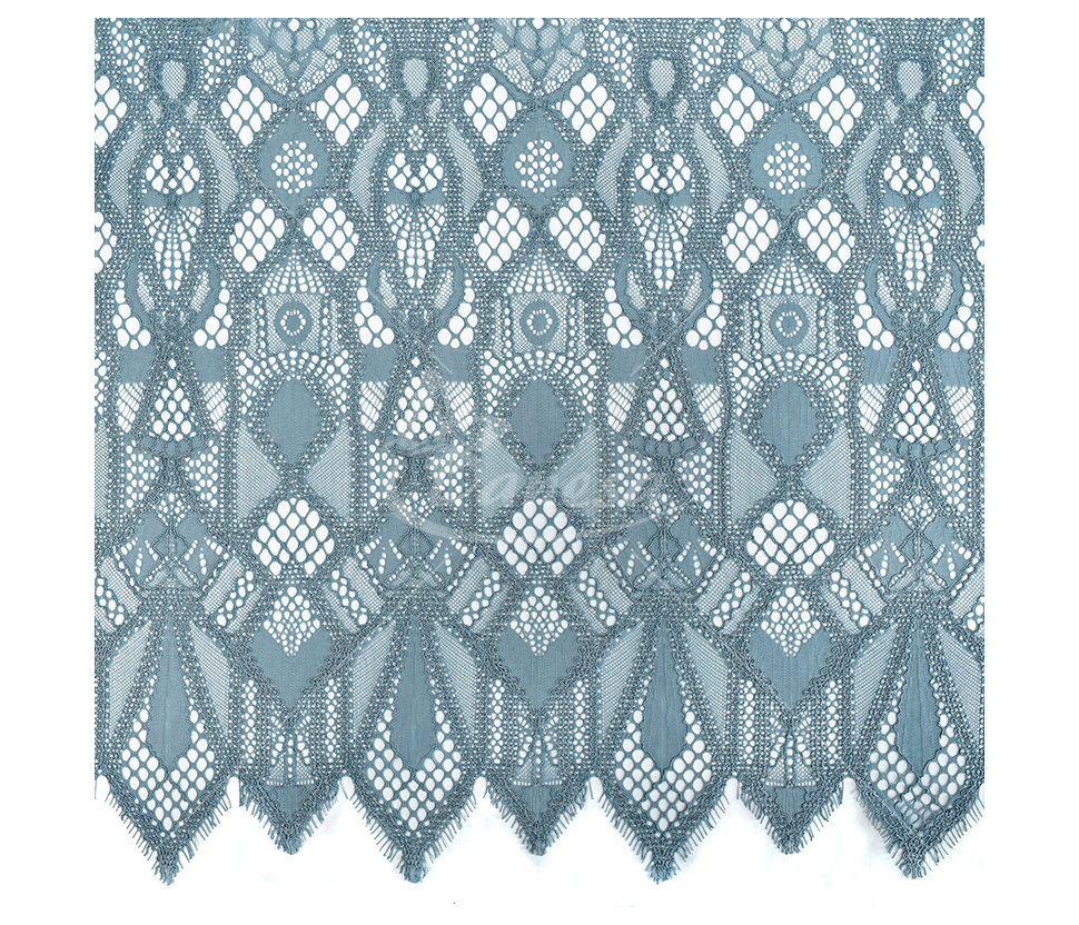 Guipure, geometric pattern, light blue color