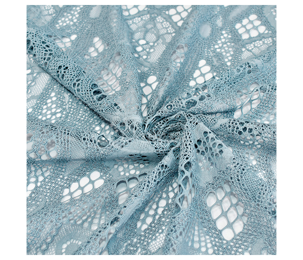 Guipure, geometric pattern, light blue color