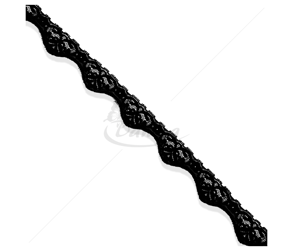 Elastic Synthetic Lace Trim with Openwork Decorative Pattern, 40 mm