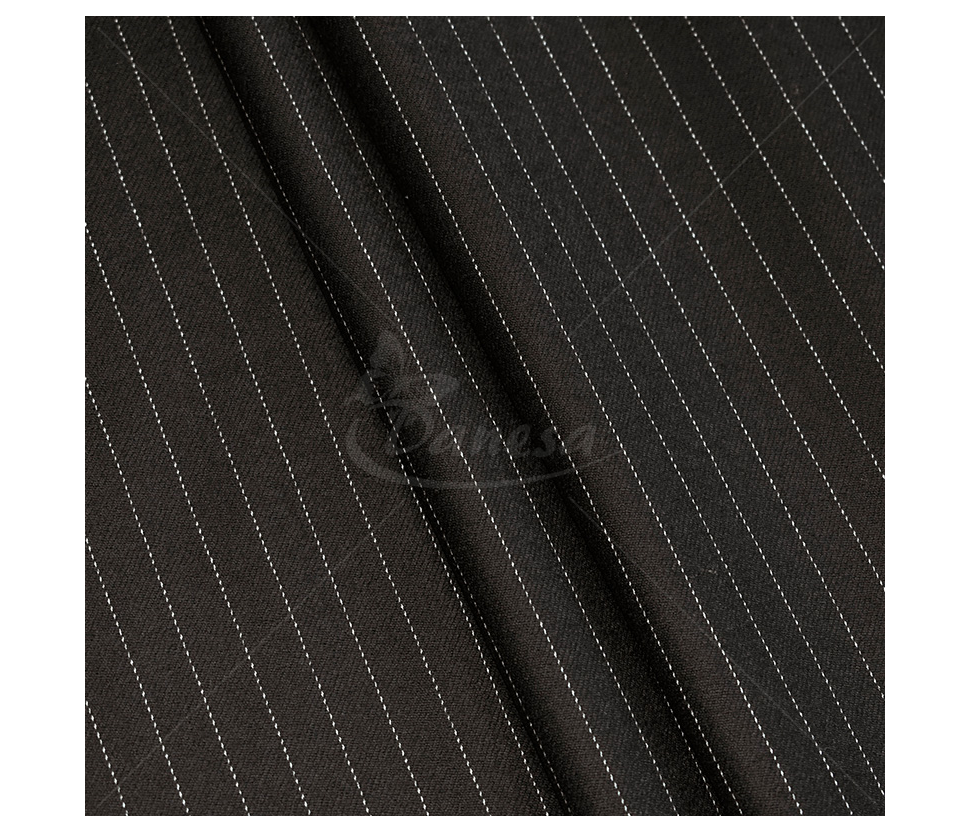 Suit fabric (Virgin Wool), striped, deep dark brown