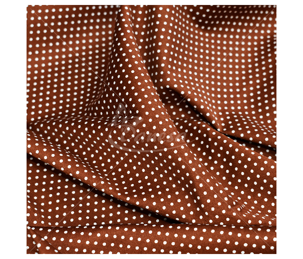 Cotton Fabric with Small White Polka Dots, Terracotta