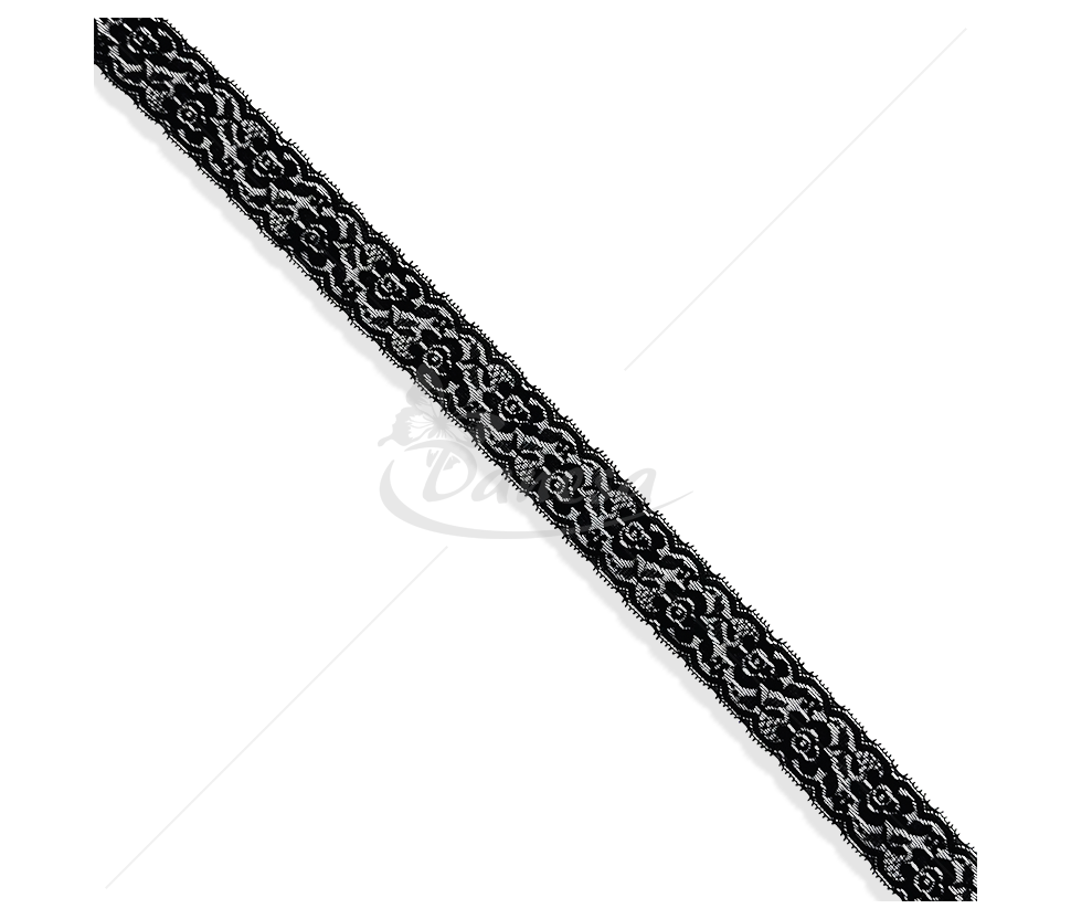 Tamprus sintetinis nėrinys su ornamentiniu gėlių raštu, 42 mm