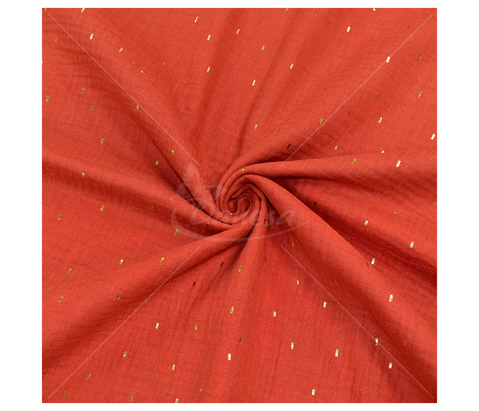 Double muslin fabric with gold dots
