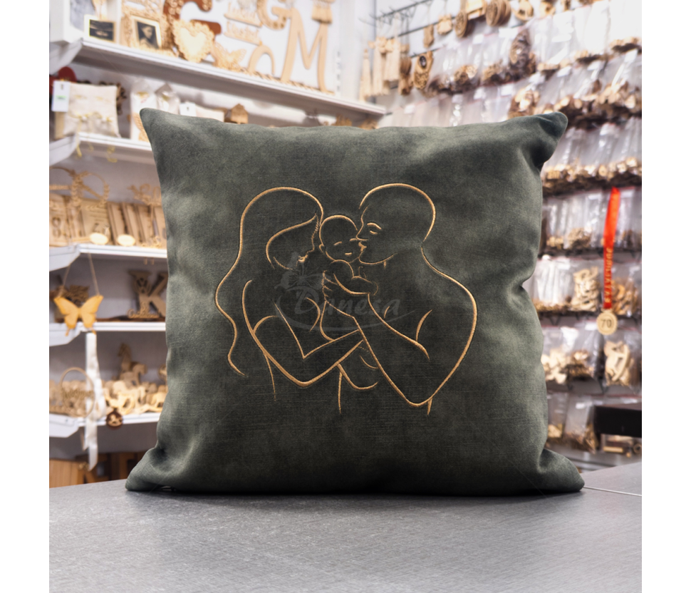 Embroidered Pillow "Family"