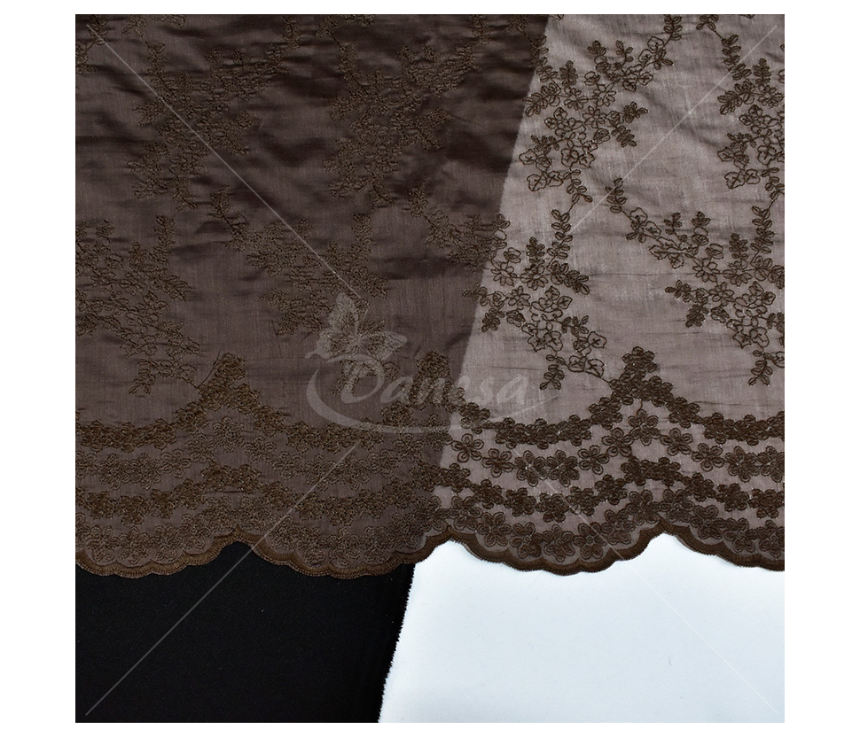 Tencel fabric embroidered with a floral design