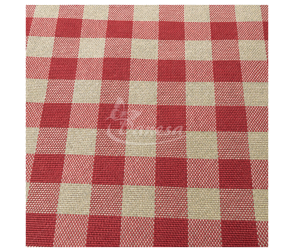 Linen-Look Checked Fabric, Soft Red with Yellow Squares
