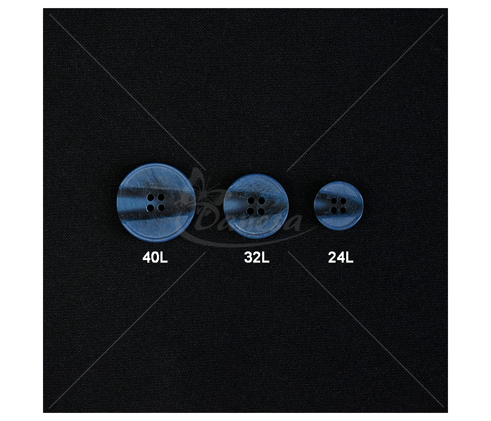 Blue matte concave plastic four-hole sewing buttons 24L-40L