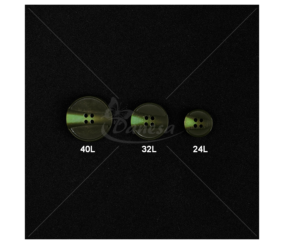 Green matte concave plastic four-hole sewing buttons 24L-40L