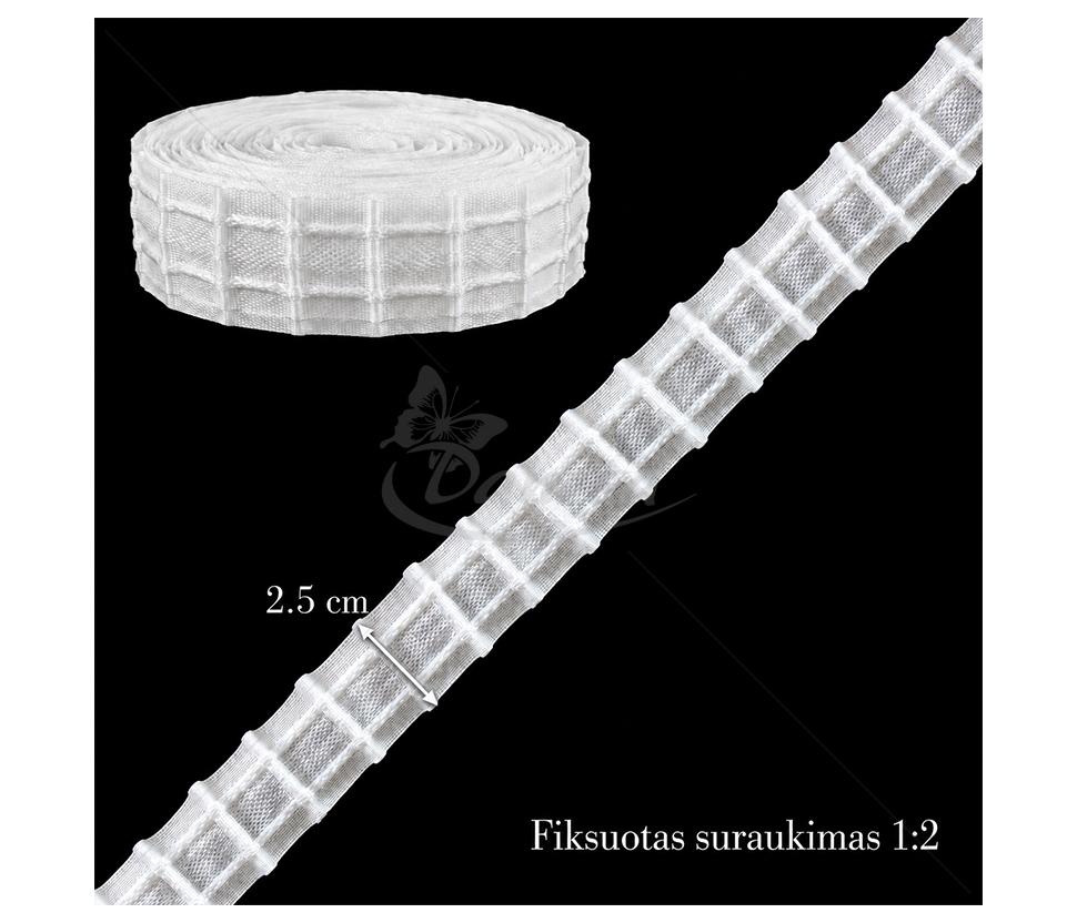 2.5 cm Curtain Pleating Tape, Gathering Ratio 1:2