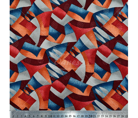Natural silk, multicolor geometric print