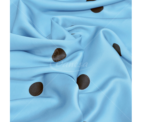 Viscose Fabric with Dark Polka Dots, Light Blue