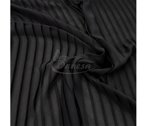 Pleated Black Chiffon – 15 mm Pleats