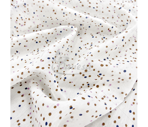 Silk and Cotton Batiste Fabric with Multicoloured Dots