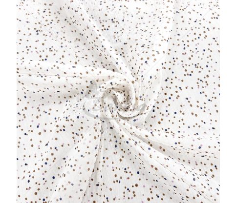 Silk and Cotton Batiste Fabric with Multicoloured Dots
