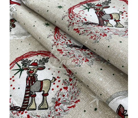 Linen-look fabric (Linen imitation) (CHRISTMAS)