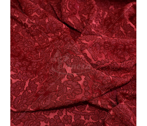 Jacquard, flower pattern, bordeux