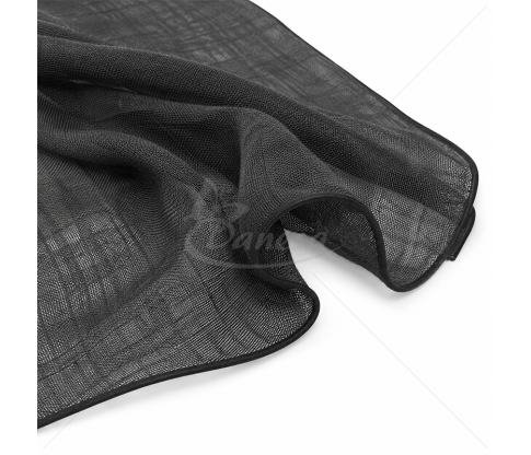 Black Sheer Curtain Fabric with Linen-Look Weave and Weighted Hem, 3.25 m