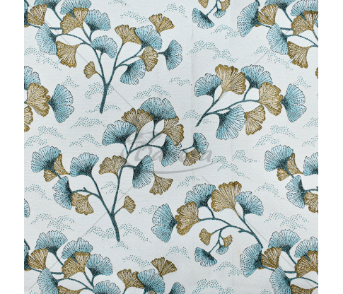 Gobelenas "Ginkmedžio lapai", melsva/aukso spalva
