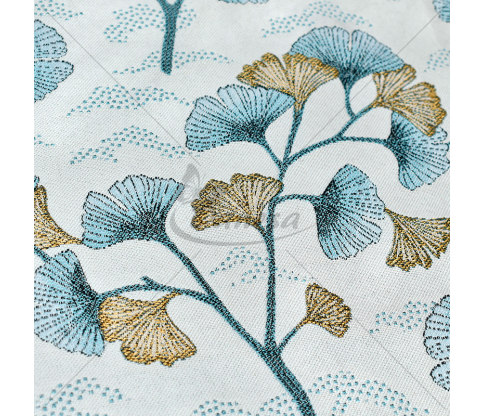 Gobelenas "Ginkmedžio lapai", melsva/aukso spalva