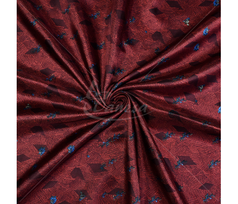 Natural silk in coupons, "Rhombs with pattern", bordeux color