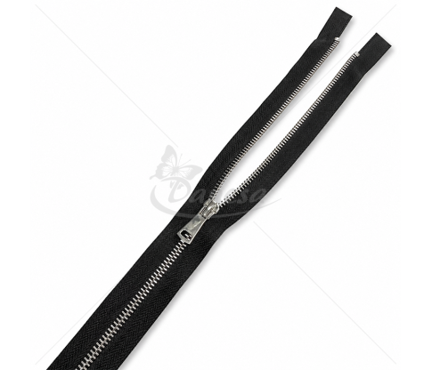 Metalinis užtrauktukas su sidabriniu takeliu, Nr. 5, 90 cm