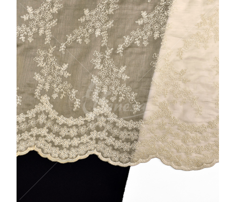 Tencel fabric embroidered with a floral design