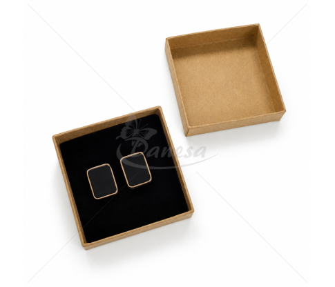Men’s Metal Cufflinks with Gold-Coloured Edge and Black Detail