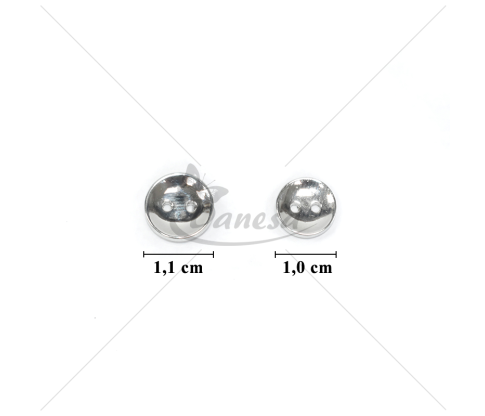 Серебряные пластиковые двухдырочные швейные пуговицы 16L–18L