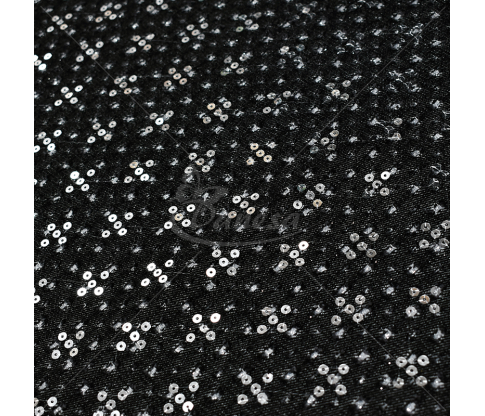 Denim with sequins, black color