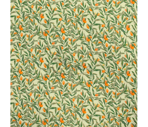 Muslin fabric with “Sea Buckthorn” pattern