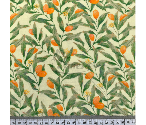 Muslin fabric with “Sea Buckthorn” pattern