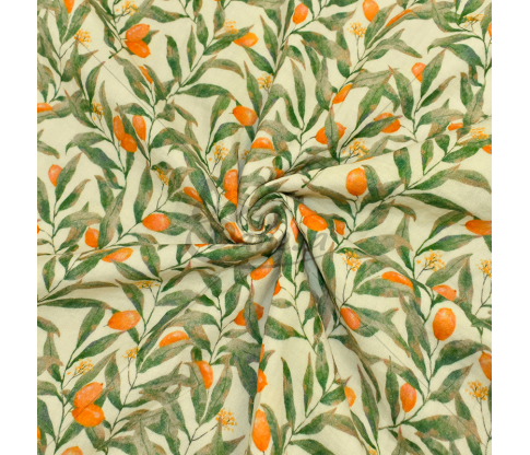 Muslin fabric with “Sea Buckthorn” pattern
