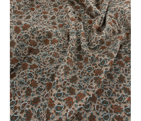 Chocolate Batist with Paisley Pattern | Natural Silk and Cotton
