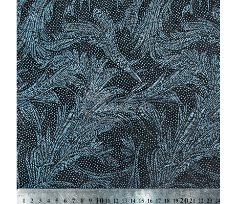 Jacquard, leaf pattern, black/light blue