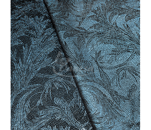 Jacquard, leaf pattern, black/light blue