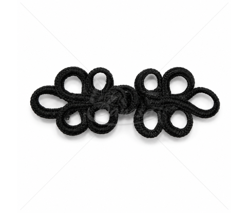 Black Decorative Cord Closure for Clothing (Approx. 8,5 × 3 cm)
