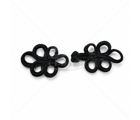 Black Decorative Cord Closure for Clothing (Approx. 8,5 × 3 cm)